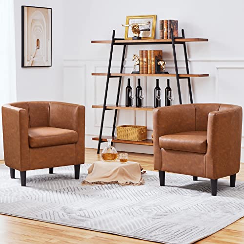 Yaheetech Velvet Accent Chair, Modern Upholstered Barrel Chair, Olive Green J55628