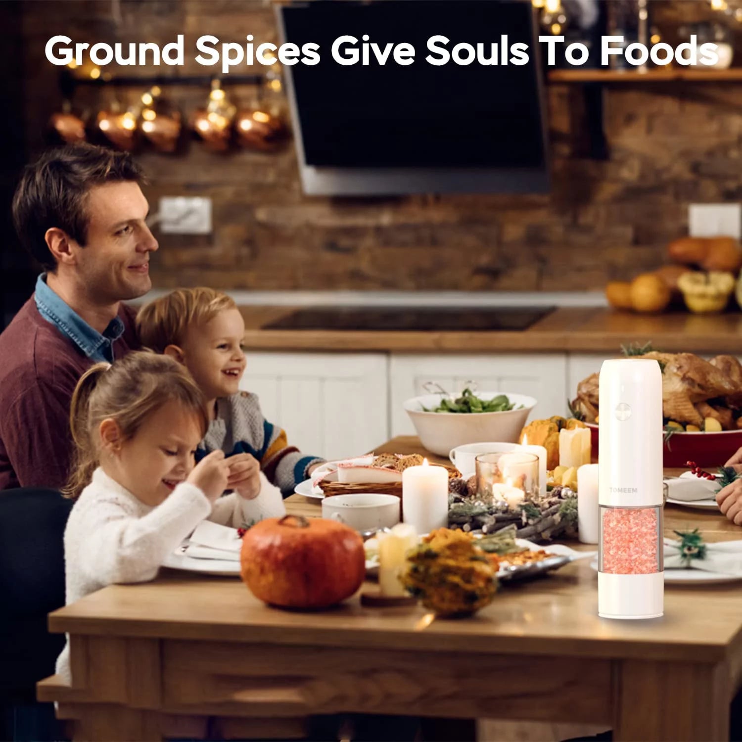 Tomeem Electric Salt and Pepper Grinder Set Rechargeable 6-Level Adjustable Coarseness LED Light Q958783