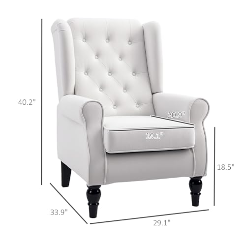 HOMCOM Mid-Century Modern High Wingback Accent Chair with Wood Legs, Dark Brown V59069