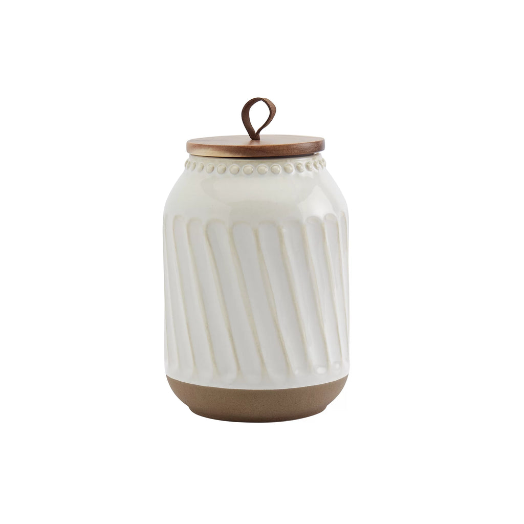 Tabletops Gallery 3 Piece White Stoneware Canister Set with Wood Lids M61983