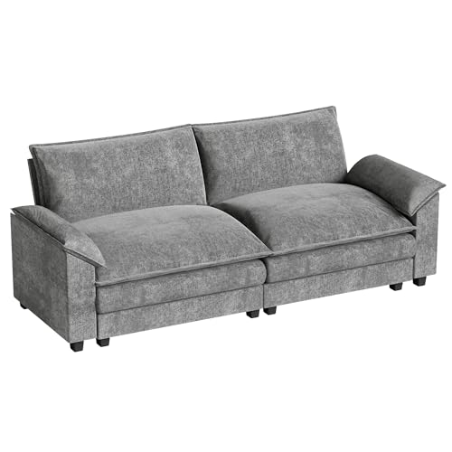 Homall 119" Modular Sectional Sofa with Reversible Ottoman, Light Grey V97154