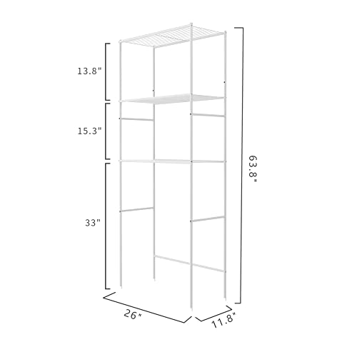 Over The Toilet Storage, 3-Tier Bathroom Organizer Shelf, White C4056