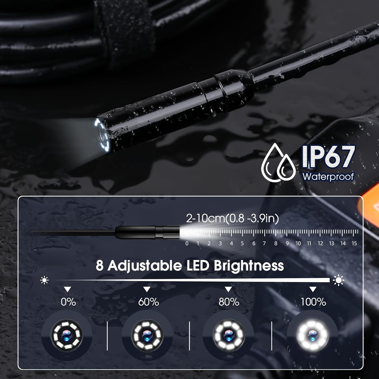 Industrial Endoscope Borescope Camera 4.3'' LCD HD Waterproof Sewer Inspection K4016
