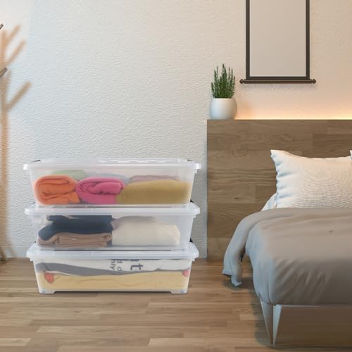 3-Pack 50 Quart Clear Under Bed Storage Bins with Wheels Q808605
