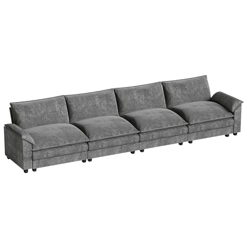 Homall 119" Modular Sectional Sofa with Reversible Ottoman, Light Grey V97154