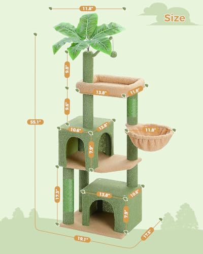 45-Inch Cat Tree with 2 Condos, Scratching Posts and Hammock F616