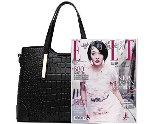 Women Faux Leather Tote Bag 2 Pcs Set X746