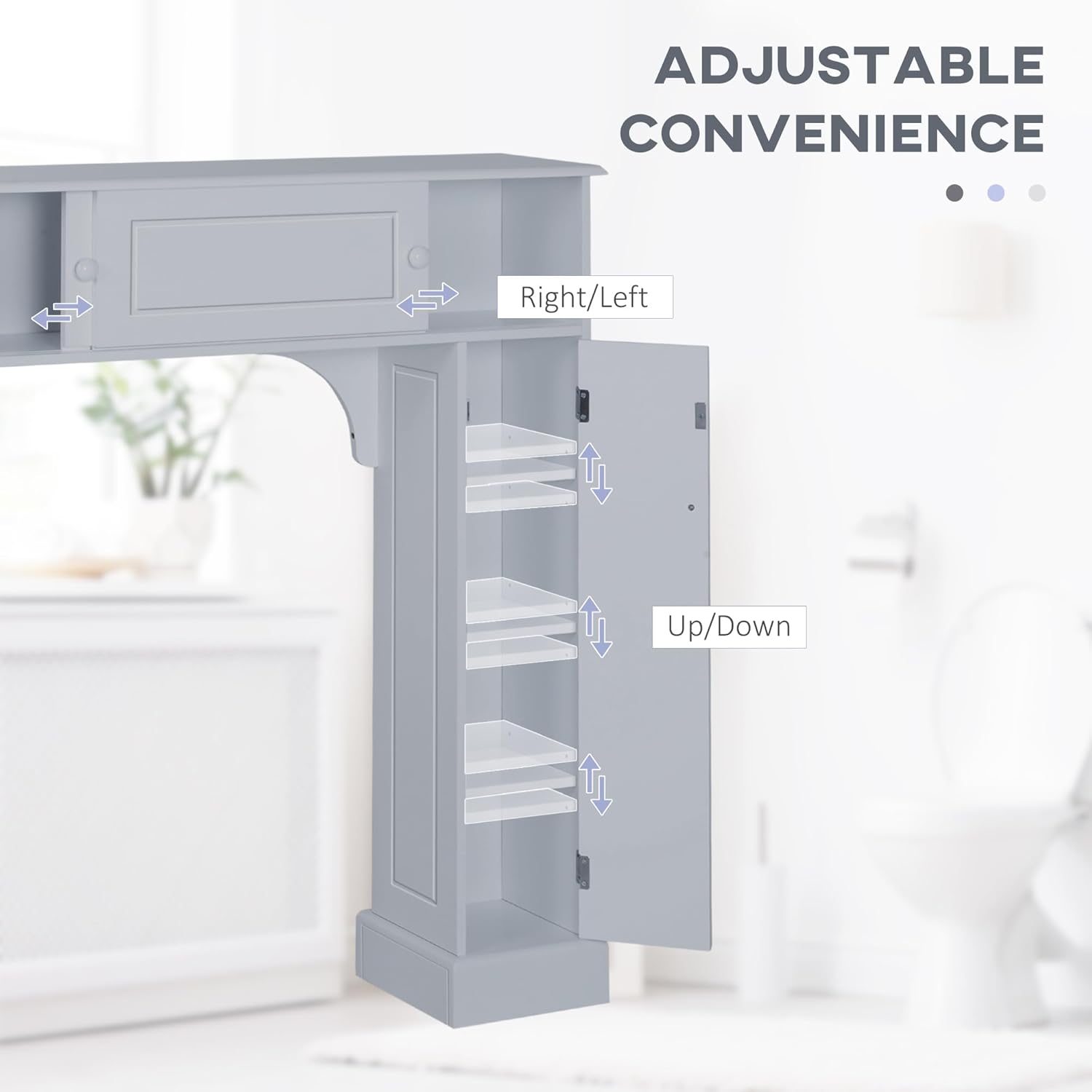 HOMCOM Over The Toilet Bathroom Cabinet, Freestanding Storage, Gray M949