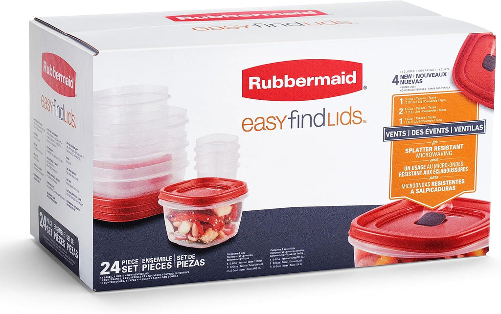 Rubbermaid Assorted Food Storage Container Set, 24-Pack C654