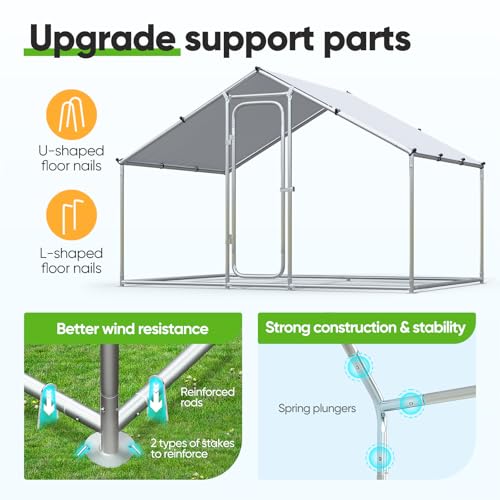 Quictent Large Metal Chicken Coop Run with Roosting Perch for 20+ Poultry, Outdoor Walk-in Hen House, 12x9x6.6FT N28773