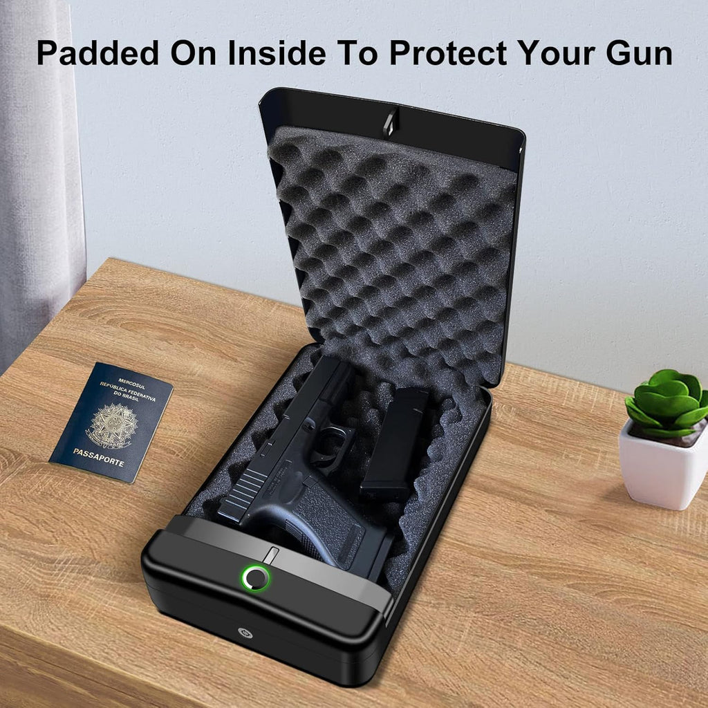 Biometric Fingerprint Gun Safe for Pistols, Portable Handgun Safe X574