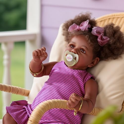 JIZHI Reborn Baby Doll Black 22 Inch Soft Body Realistic Newborn Doll Gift for Kids Age 3 Y645093