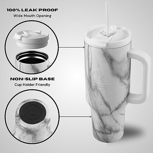 40 oz Insulated Tumbler with Handle and Straw Stainless Steel Travel Mug R7403