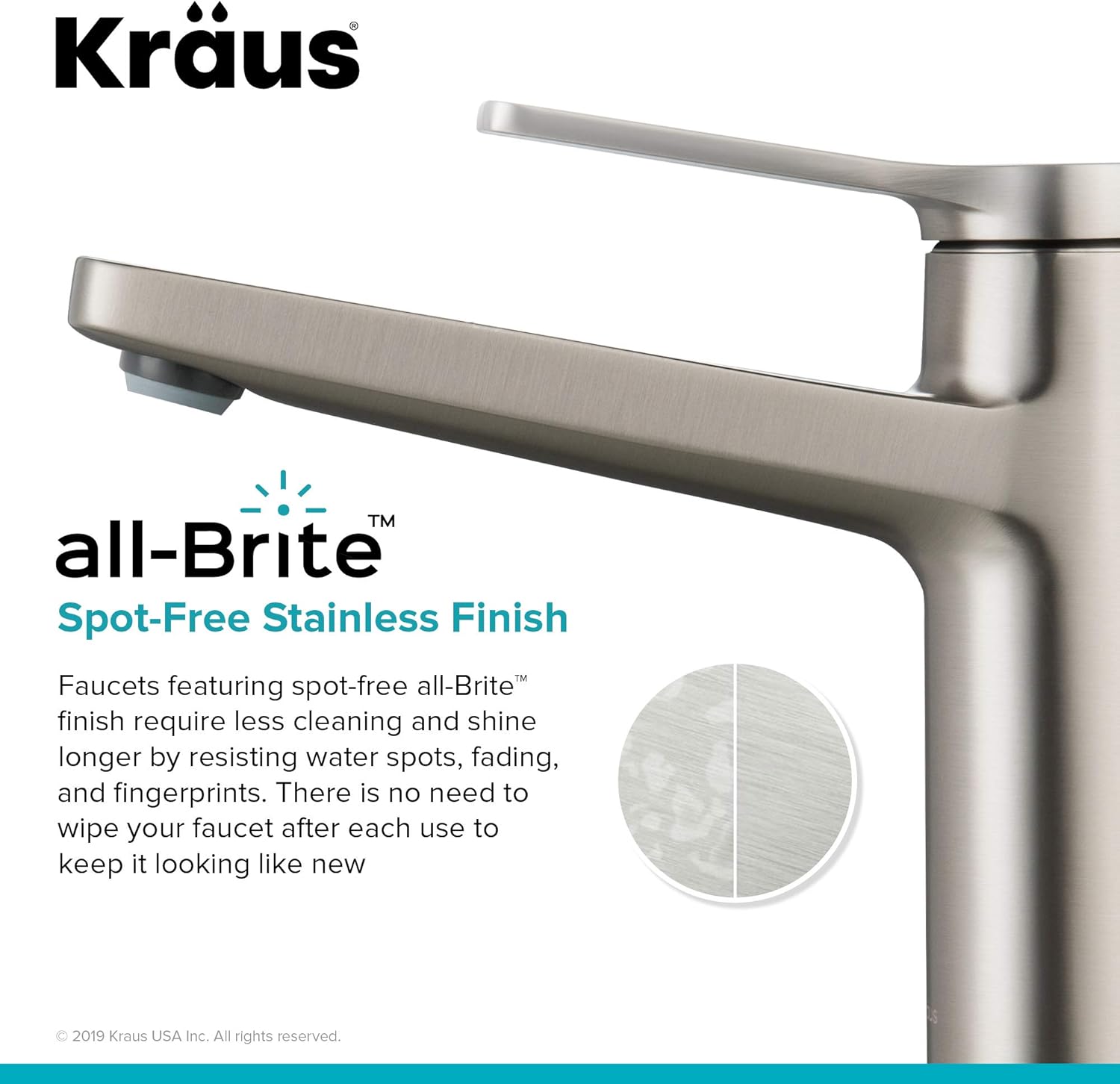 KRAUS Indy Single Handle Basin Bathroom Faucet, Spot Free Stainless Steel T51908