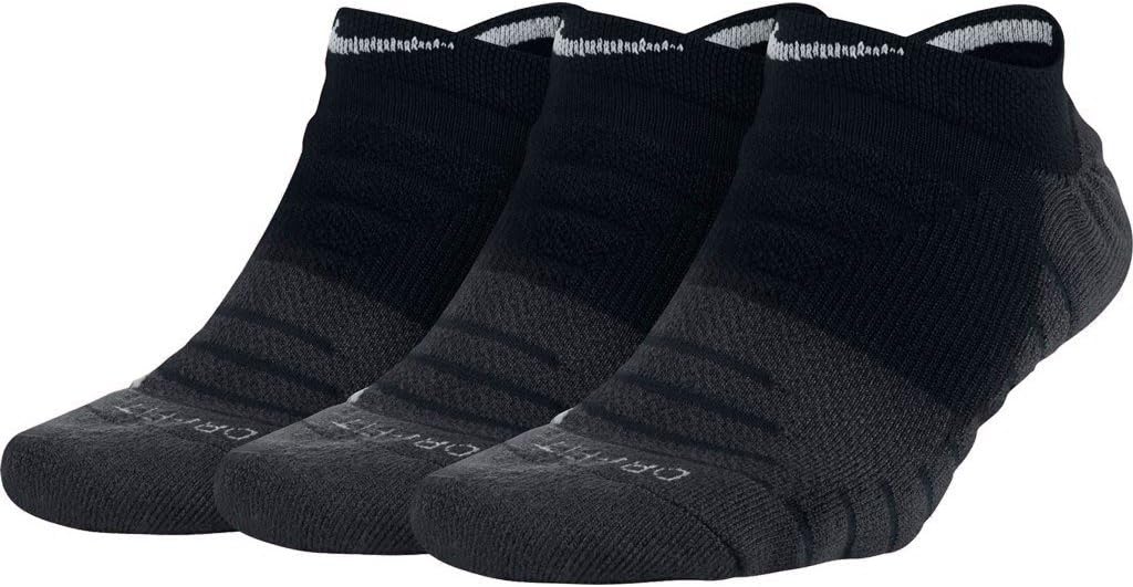 Nike Dry Cushion No-Show Training Socks (3 Pair) (Medium, Black)