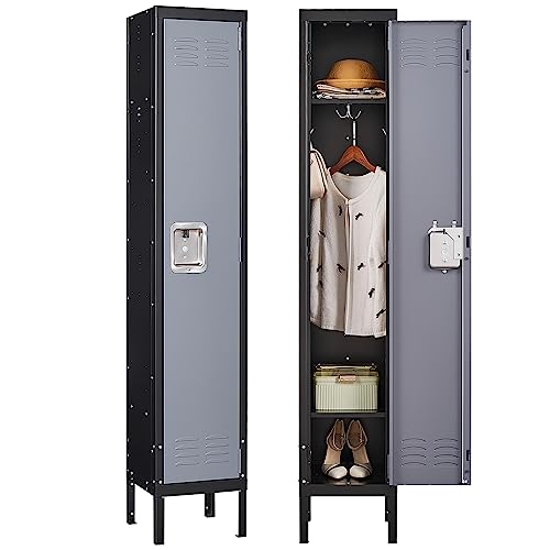 Letaya Metal Lockers 5 Doors 66" Tall Steel Storage Cabinet Gray G40479
