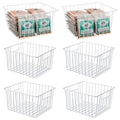 16" Upright Freezer Organizer Baskets, Wire Storage Bins, White, Set of 6 V556519