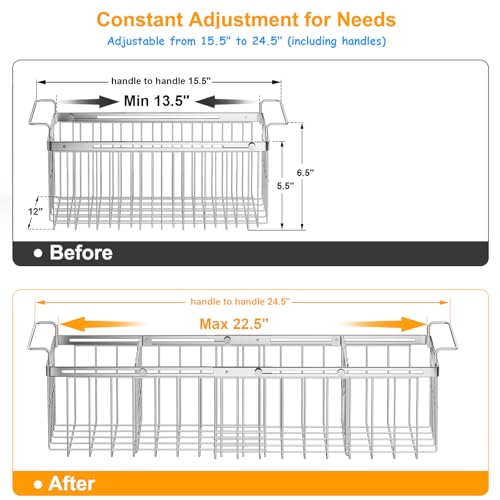Chest Freezer Organizer Bins, Expandable Metal Wire Storage with Removable Dividers, 2 Pack K241