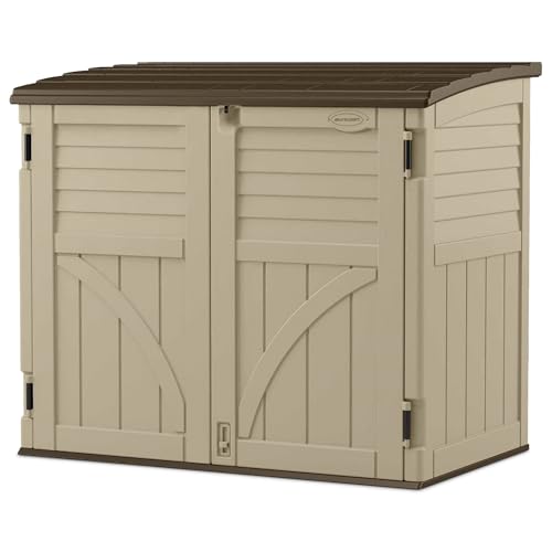 Suncast Horizontal Shed, Compact Outdoor Storage, 34 Cu. Ft., Sand & Slate Q165