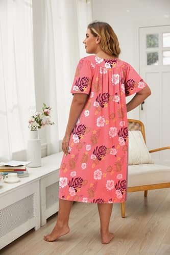 Ekouaer Plus Size Women's Mumu Dress Short Sleeve with Pockets B93116
