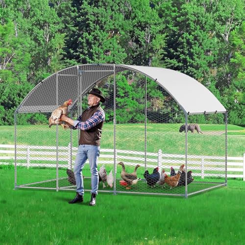 VEVOR Large Metal Chicken Coop with Run, Walk-in Outdoor Poultry Pen W388