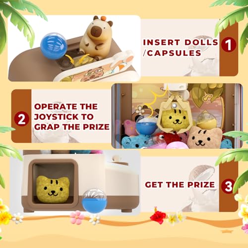 Mini Claw Machine for Kids, Capybara Vending Machine Toy, Birthday Gift for Age 3+ V1455