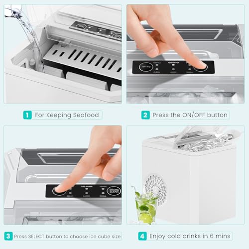 OLIXIS Nugget Ice Maker Machine, Countertop Portable with Basket and Scoop, White W12772