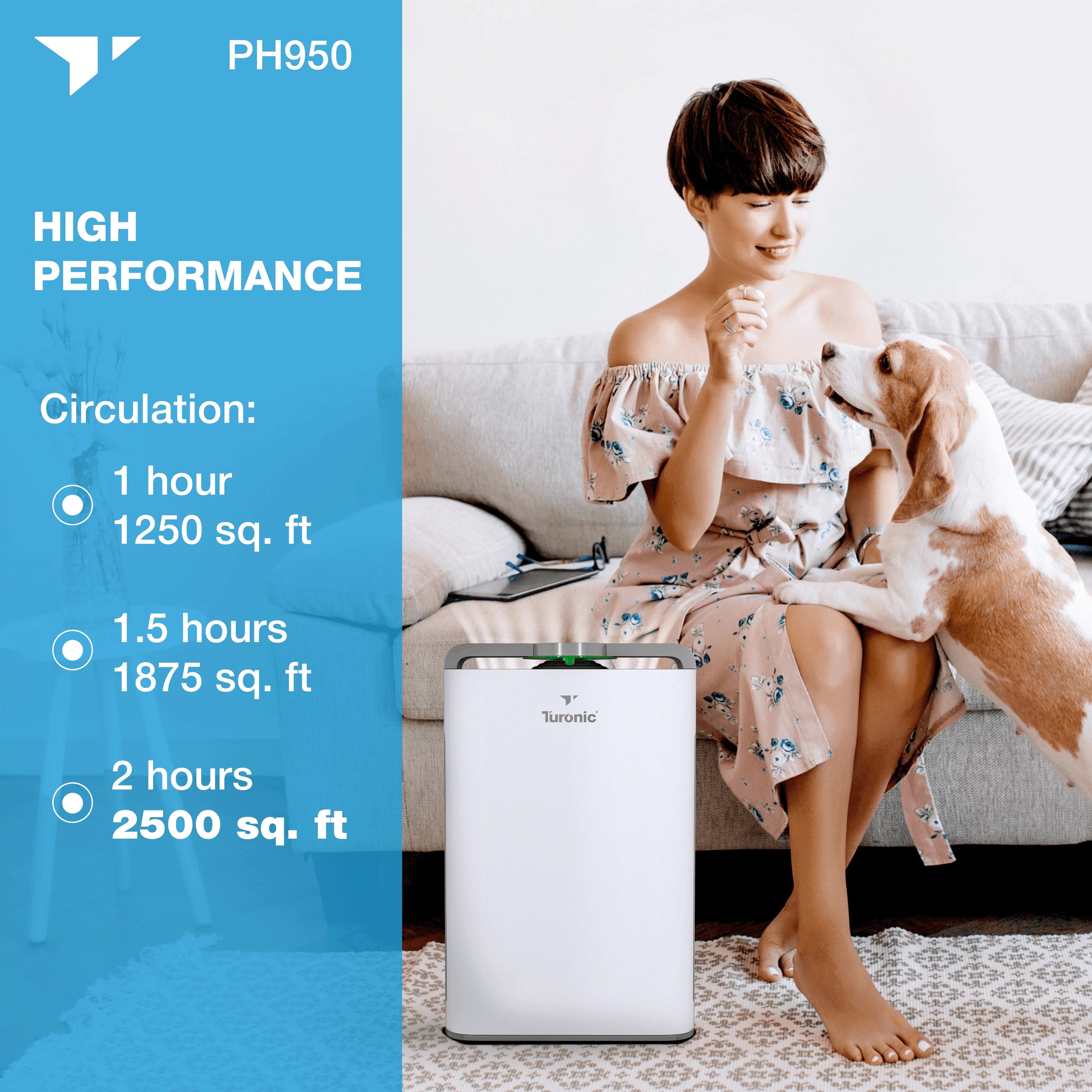 Turonic PH950 Hepa Air Purifier with Humidifier for Large Rooms D300987