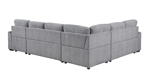 L-Shaped Pull Out Sleep Sofabed with Storage Chaise, Chenille Upholstered X30892