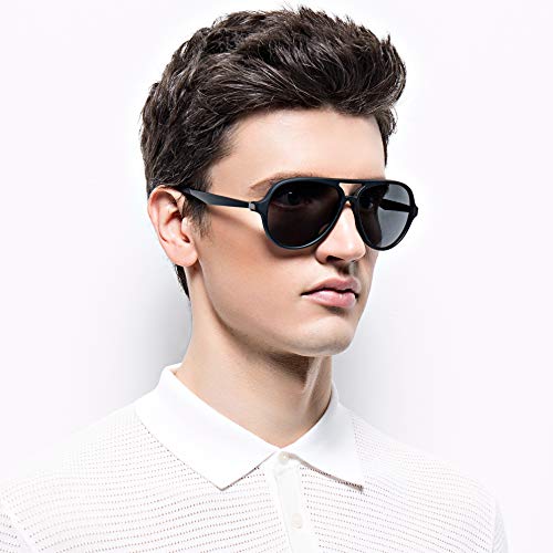 Aviator Sunglasses for Men Polarized Double Bridge UV Protection Brown J39372