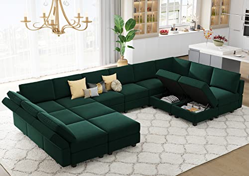 Belffin Oversized Modular Sectional Sofa with Double Chaises and Storage F17277