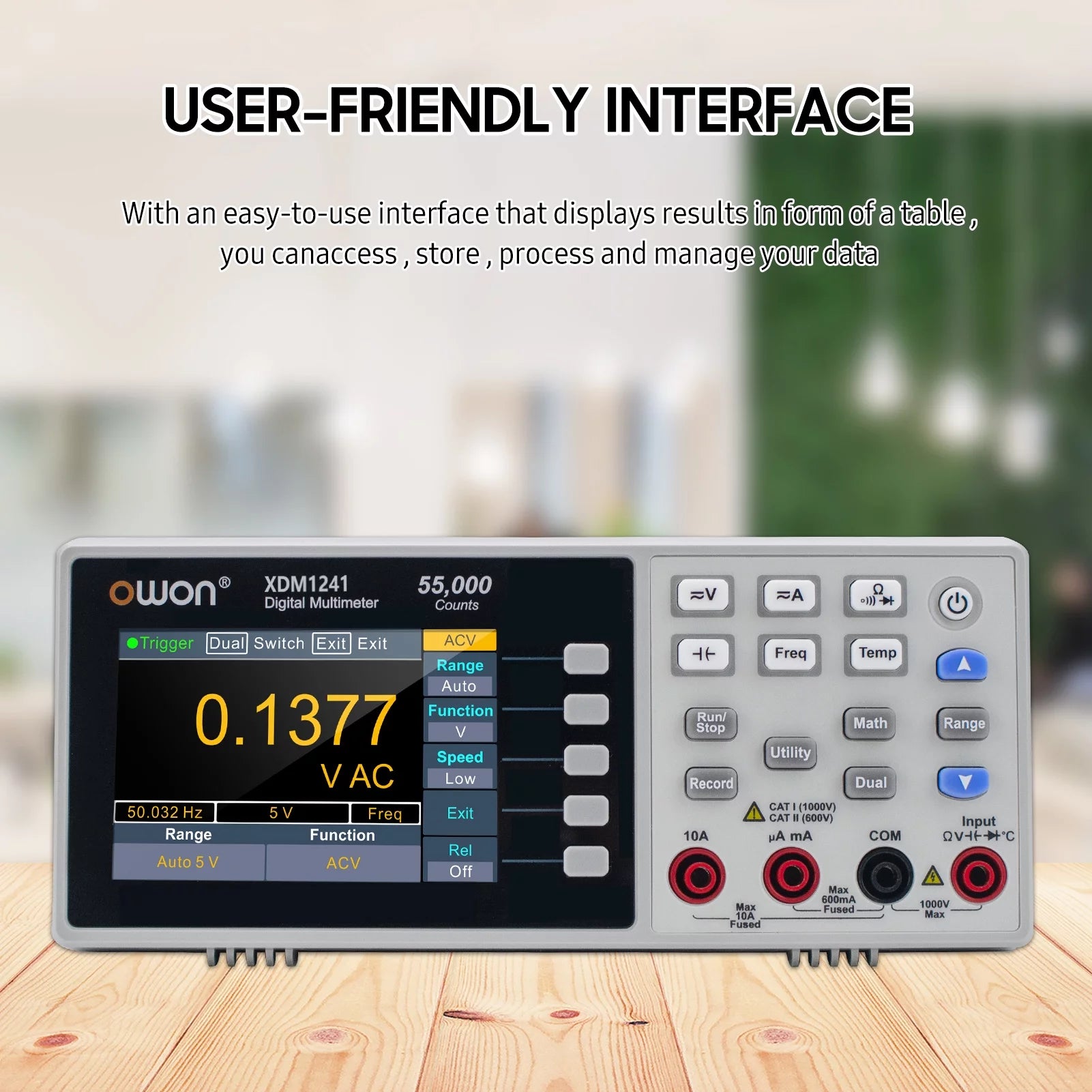 Owon XDM1241 Mini Desktop Digital Multimeter Rechargeable 55000 Counts True RMS O787109