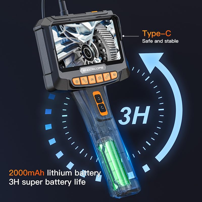 Borescope Inspection Camera with Light, 4.3 inch IPS Screen, IP67 Waterproof F27071