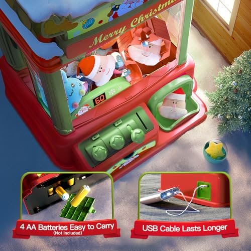 Christmas Claw Machine for Kids, Arcade Game with Lights Sounds, Gift for Ages 8-13 S205