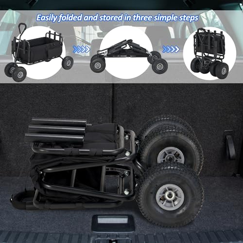 AHB Fishing Cart 550lbs Heavy Duty Foldable Beach Wagon with All Terrain Wheels S239642