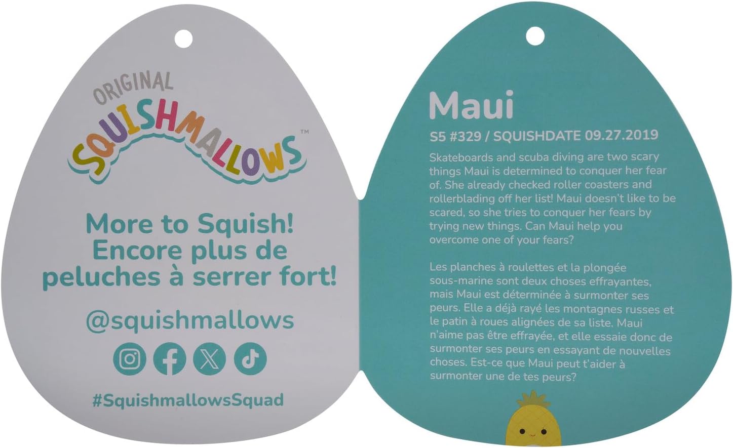Squishmallows Original 5-Inch Maui Yellow Pineapple Plush by Jazwares C956