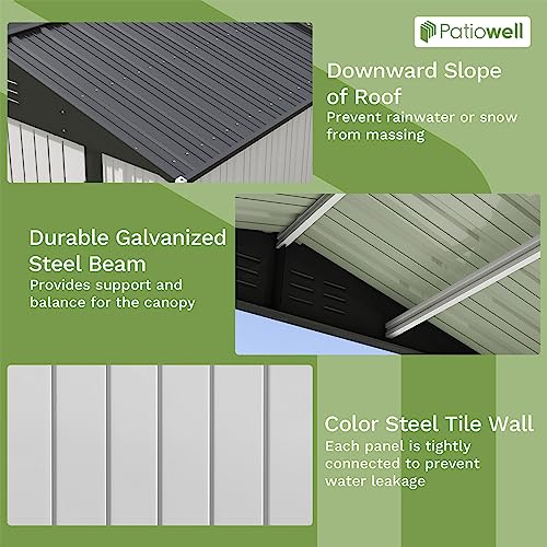Patiowell 3 x 3 FT Outdoor Storage Shed with Sloping Roof, Grey F27529