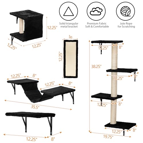 COZIWOW Wall Mounted Cat Shelves and Perches, Set of 5 (Grey) Y44261