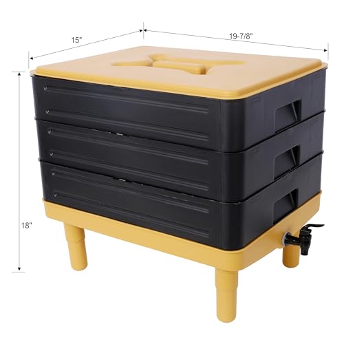 3 Tray Worm Composter, Indoor & Outdoor Worm Farm Kit, 65L L2553