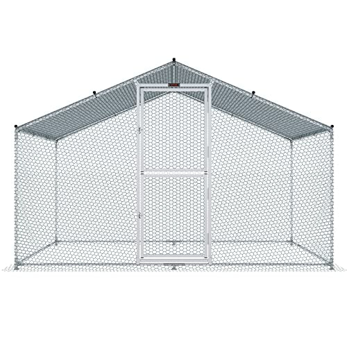 VEVOR Large Metal Chicken Coop with Run, Walk-in Outdoor Poultry Pen W388