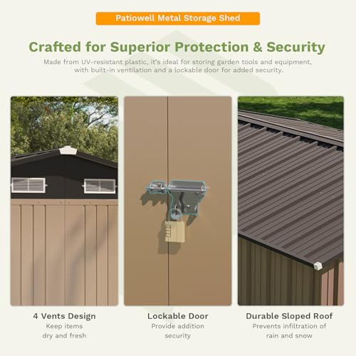 Patiowell 5x3 FT Outdoor Storage Shed with Sloping Roof and Lockable Door, Brown L4971