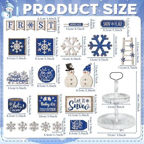 Nuogo 24 Pcs Christmas Tiered Tray Decorations Set with 2 Tier Stand C248