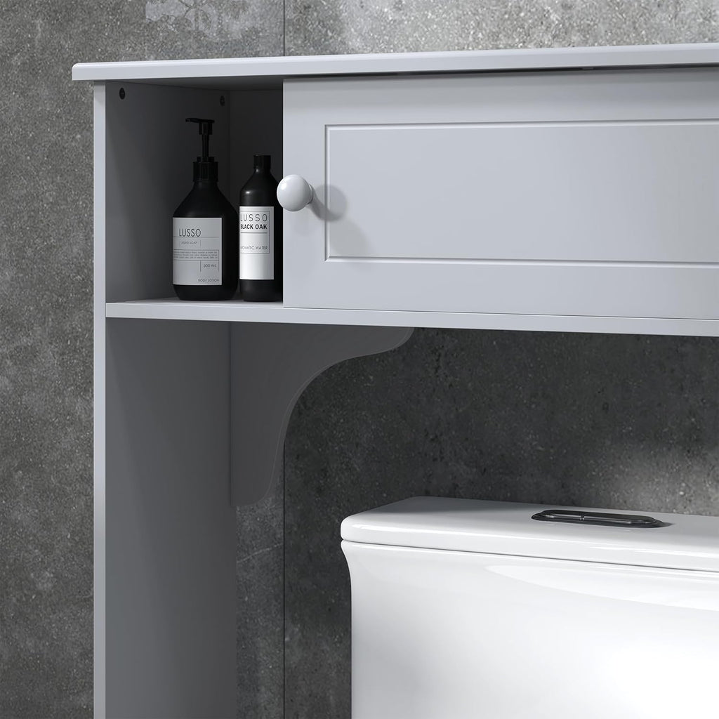 HOMCOM Over The Toilet Bathroom Cabinet, Freestanding Storage, Gray M949