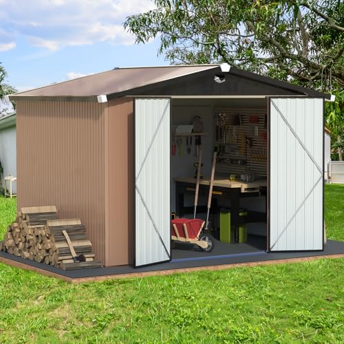 Metal Storage Shed 10x12 Outdoor Building with Lockable Doors T60989