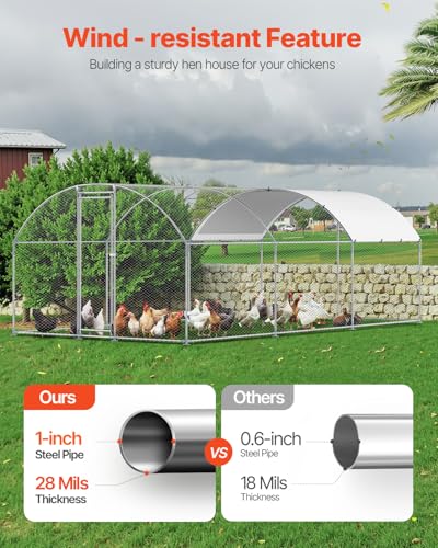 VEVOR Large Metal Chicken Coop with Run, Walk-in Outdoor Poultry Pen W388
