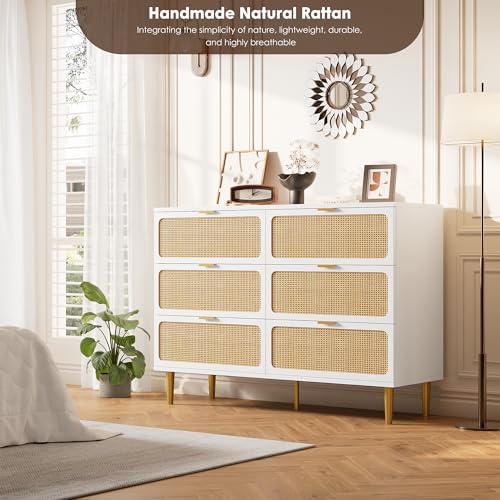 Rattan 5 Drawer Tall Dresser for Bedroom, Black V99880