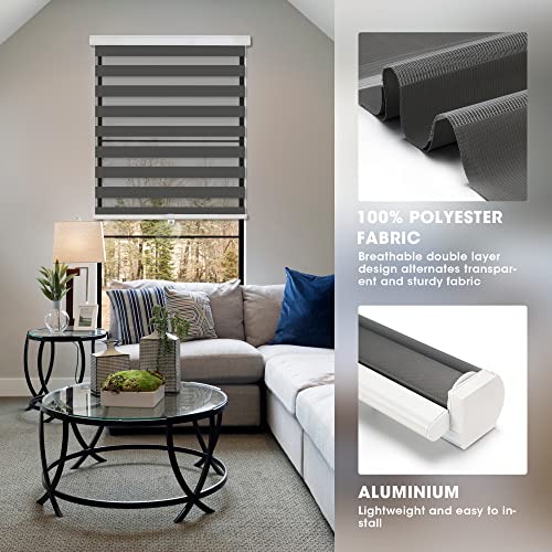 ZOKSUN Cordless Zebra Blinds for Windows, 24" W x 72" H, White W16638