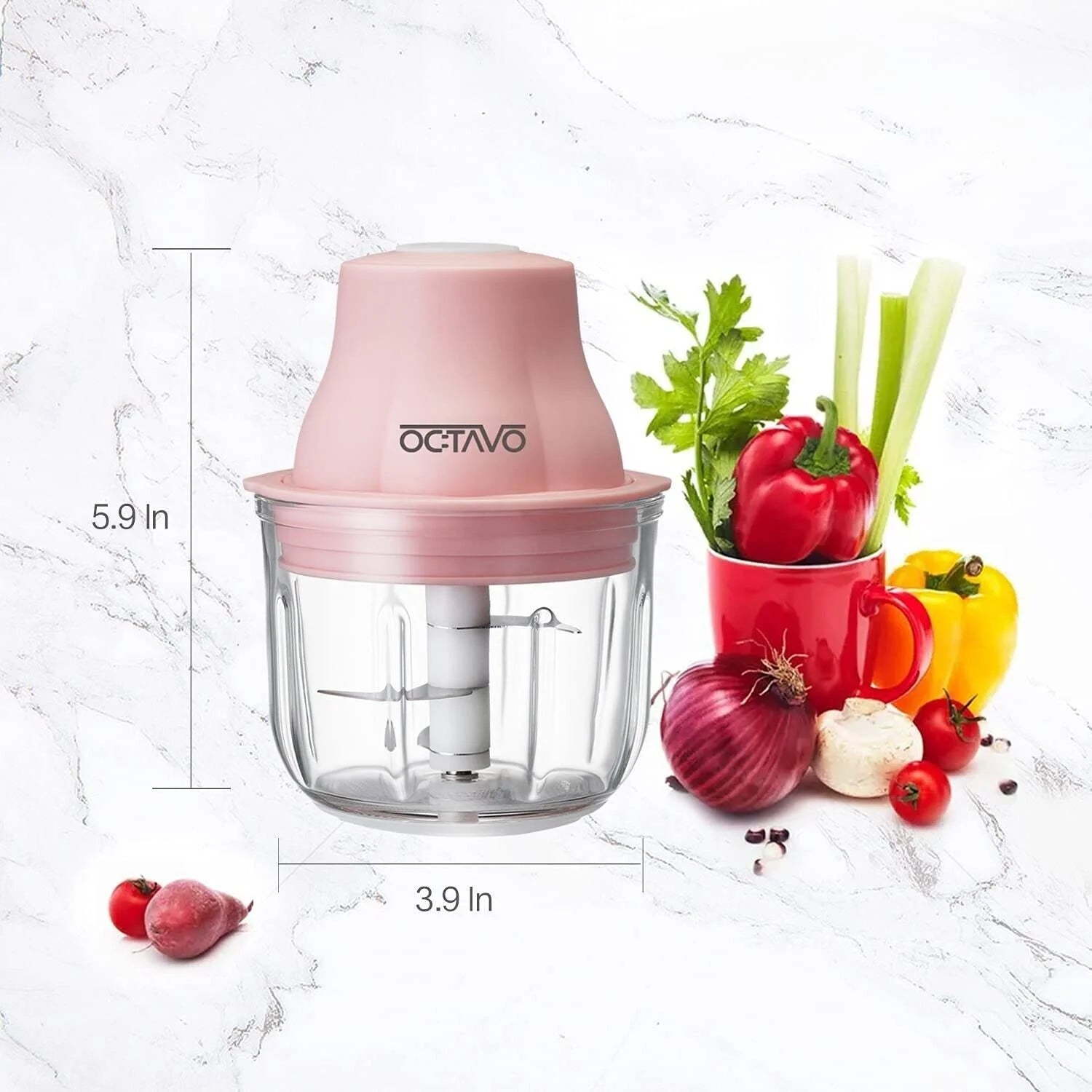 Mini Garlic Onion Baby Food Chopper Cordless Food Processor with Glass Bowl G3271