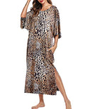Ekouaer Women's Nightgown Short Sleeve Sleepshirt Long Loungewear Casual Maxi Lounge Dress House Dresses with Pockets