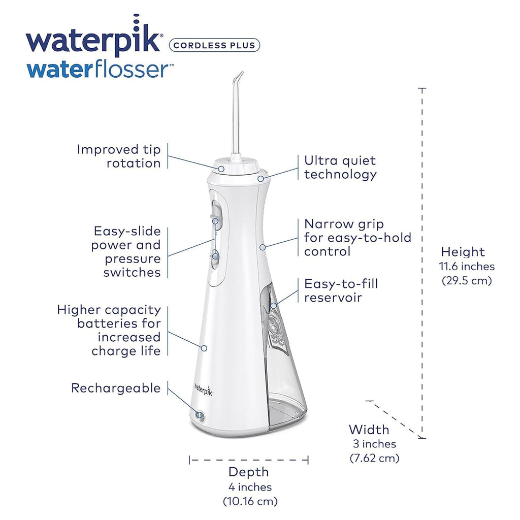 Waterpik Cordless Plus Water Flosser WP-450, White, Rechargeable C22309
